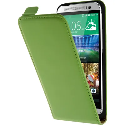 Produktbild von PhoneNatic Kunst-Lederhülle kompatibel mit HTC One E8 - Flip-Case grün + 2 Schutzfolien