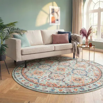 Produktbild von Volero - Teppich Vintage Rund - Imagine Oriental Grün - Ø 200 cm - Wohnzimmer, Esszimmer, Schlafzimmer - Klassik, Orientalisch