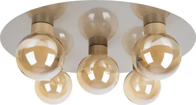 Produktbild von Näve Leuchten 5er Deckenleuchte "DONIKA" Ø: 43 cm 5er Deckenleuchte "DONIKA" Ø: 43 cm Deckenleuchten - 5er Deckenleuchte "DONIKA" Ø: 43 cm, Deckenlampe im Modern Style, aus Metall und Glas in stahl-blank, 16,5 cm hoch, Ø 43 cm, G9-Fassung