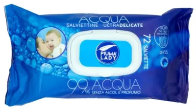 Image de Lingettes humides à 99 % d'eau, 72 pièces - Piuma Lady
