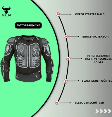 Produktbild von BULLDT Protektorenjacke 2in1 Titan Motorrad Motocross Skatebording Protektoren, Größe:58/3XL, Farbe:Grau