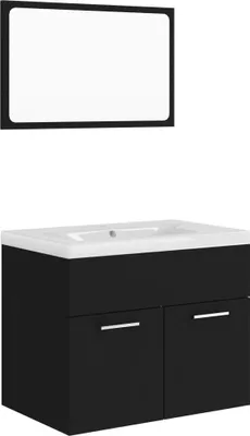 Produktbild von vidaXL Badmöbel-Set Schwarz Holzwerkstoff