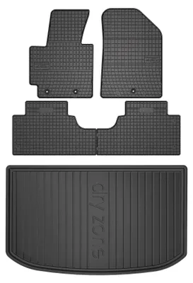 Zdjęcie produktu dla Dywaniki gumowe + mata bagażnika do Kia Soul II 2013-2019 (SUV/crossover, górny poziom podłogi) – czarne, dopasowane – Wielganizator SolidPRO