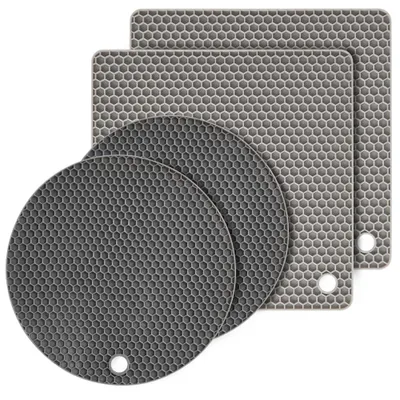 Produktbild von Pfannenschoner - 4er Set Hitzebeständiger Stapelschutz - Für Pfannen Töpfe und Schüsseln - Grau Ø 32 cm