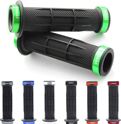 Zdjęcie produktu dla Area1 motocykl skuter uchwyty kierownicy gumowe uchwyty 22/24-25mm otwarte końce do kierownicy lusterka końcowe i tłumiki drgań zielony