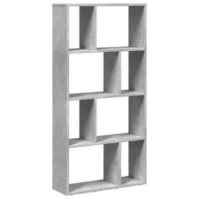 A tall, narrow bookshelf with multiple compartments, presented against a white background.