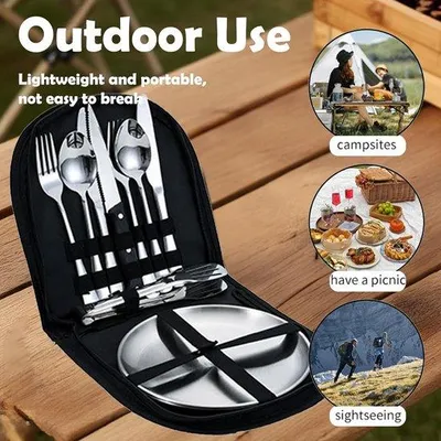 Productafbeelding van Lichte Camping Servieset 10 Delig voor Buiten, Picknick en Kamperen