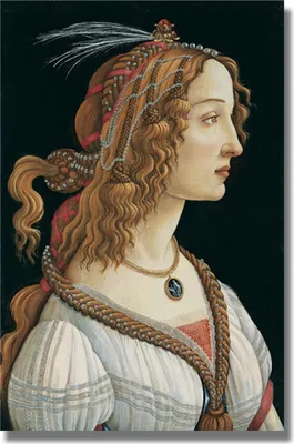 Produktbild von TPFLiving Kunstdruck LW-530 (OHNE RAHMEN) Poster - Leinwand - Wandbild - Hochauflösender Giclée-Druck, langlebig und hochwertig - Sandro Botticelli - Die Frau - Größe: 80x120cm
