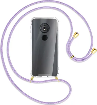 Produktbild von Handykette Backcover-Schutzhülle mit Band (Metall goldfarben) für Motorola Moto E5 / G6 Play - violett