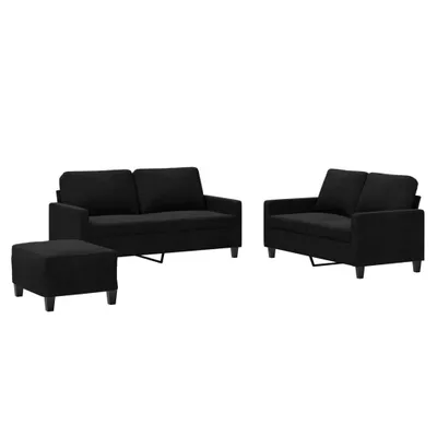 Zdjęcie produktu dla vidaXL 3-częściowa sofa z poduszkami czarny aksamit