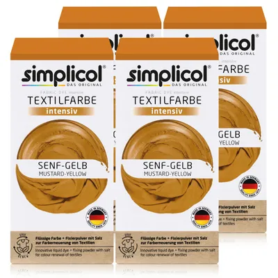 Produktbild von Simplicol Textilfarbe intensiv Senf-Gelb Flüssigfarbe, Fixierer (4er Pack)