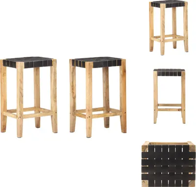Obrázek produktu pro vidaXL Barová židle 2 ks černá pravá kůže 75 cm - Barová židle
