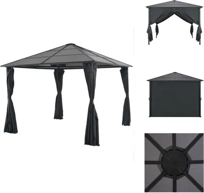 Produktbild von vidaXL Gartenpavillon mit Vorhang Aluminium 3×3 m Schwarz -  Pavillons & Partyzelte