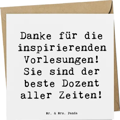 Produktbild von Mr. & Mrs. Panda Glückwunschkarte Spruch Bester Dozent - Weiß - Geschenk, anlasskarte, faltkarte, Danke sagen, doppelkarte, Grußkarte, Klappkarte, Dankeschön, Jubiläum