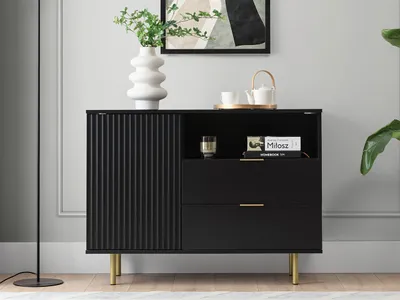 Image de Commode combinée pour le salon IREDELL – or / noir mat