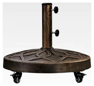 Produktbild von Sonnenschirmständer für Garten, Balkon und Terrasse mit Rollen, rund, für Schirmstöcke bis 38/48 mm, 21 kg, Bronze