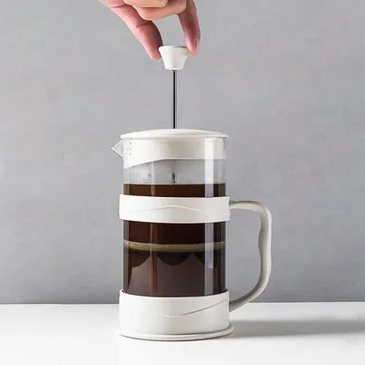 Produktbild von French-Press-Kaffeebereiter (350 ml), weiße Kaffeepressen, Teebereiter