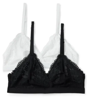 Produktbild von A. Essentials Damen Stretch-Triangel-Bralette mit Galonspitze, 2er-Pack, Sch