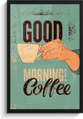 Produktbild von MuchoWow® MuchoWow® Gerahmtes Poster Kaffee - Zitate - Vintage - Guten Morgen! Kaffee 40x60 cm - Poster mit zchwarzem Bilderrahmen - Papierdruck - Wandbilder