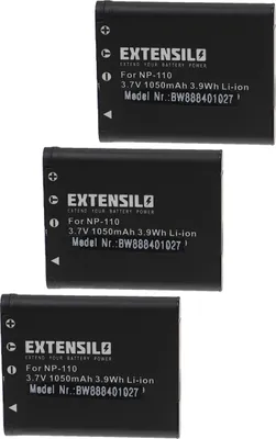 Produktbild von EXTENSILO 3x Akku kompatibel mit Casio Exilim EX-FC200S, EX-Z2000, EX-FC500S, EX-Z3000, EX-ZR10, EX-Z200, EX-Z2300 Kamera (1050 mAh, 3,7 V, Li-Ion)