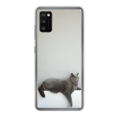 Produktbild von MuchoWow® Handyhülle Schutzhülle Hülle für Samsung Galaxy A41 Katze - Britisch Kurzhaar - Grau - Mädchen - Kinder - Jungen - Kinder Silikon Softcase Handy Hülle - Mobiltelefon