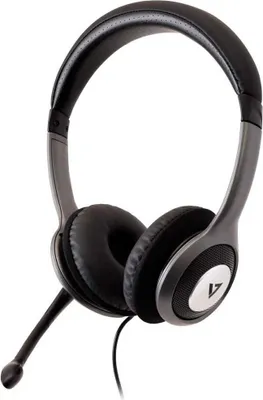Produktbild von V7 HU521-2EP, Kabelgebunden, 20 - 20000 Hz, Büro/Callcenter, 172,5 g, Kopfhörer, Schwarz, Silber