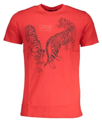 Produktbild von Rotes Kurzarm Herren T-Shirt mit Print und Rundhals - Stilvoll & Modern