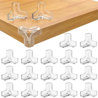 Image de Elalove, 20 pièces de protections d'angle transparentes en forme de T, en PVC souple, dimensions 4,5 x