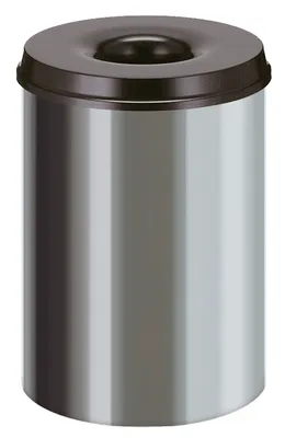 Produktbild von Feuerlöschender Papierkorb Edelstahl 30 Liter - Edelstahl, Schwarz