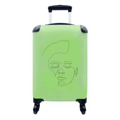 Produktbild von MuchoWow® Koffer Handgepäck Trolley Rollkoffer Kleine Reisekoffer mit 4 Rollen - Mann - Gesicht - Strichzeichnung - Cabin Size < 55x40x23 cm & 55x40x20 cm - Fotokoffer - Kabinenkoffer - Boardgepäck - Reise-Box - Reisekoffer - Reisegepäck - Koffer mit Bild - Trolley für Kinder
