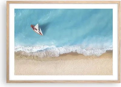 Produktbild von Gerahmtes Poster - Rahmen in heller Eiche - Yacht Sommer Meer - 70x50 cm - Wand Bild - Wanddeko - Wandbilder - Wandposter - Bilderrahmen - Bilder - Kunstdruck - Wandbild - P2NAA70x50-4140