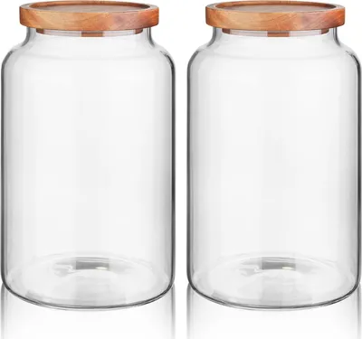 Produktbild von Glasbehälter mit Holzdeckel - lebensmittelecht - 5200 ml - Borosilikatglas