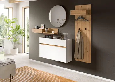 Produktbild von Garderoben-Set >Drive< in Weiß - 197x205x32cm (BxHxT)