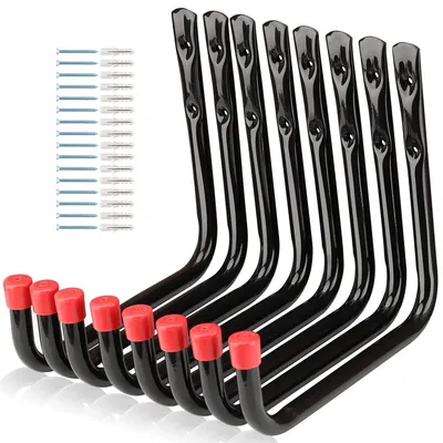 Productafbeelding van 8 x Wandhaken, 24,5 cm, garagehaken voor ladders, stoelen, tuingereedschap, slangen, fietsen (22,5 cm x 24,5 cm)
