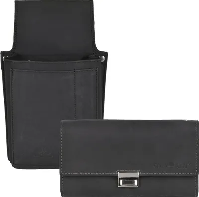 Produktbild von Greenburry Kellnerbörse mit Holster Kellnerset Kellnergeldbörse Leder schwarz Set rustikal