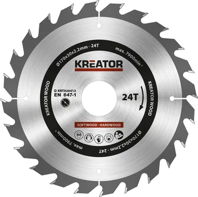 Produktbild von Kreator 170x30x2.2 Mm 24t Holzkreissägescheibe Silber Silber One Size