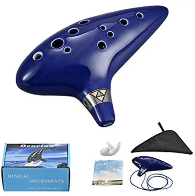 Zdjęcie produktu dla Ceramiczne 12-dołkowe Ocarina dla dorosłych i dzieci . Instrument muzyczny ze standardem i książką muzyczną