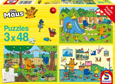 Produktbild von Ein Tag mit der Maus, 3x48 Teile Puzzle