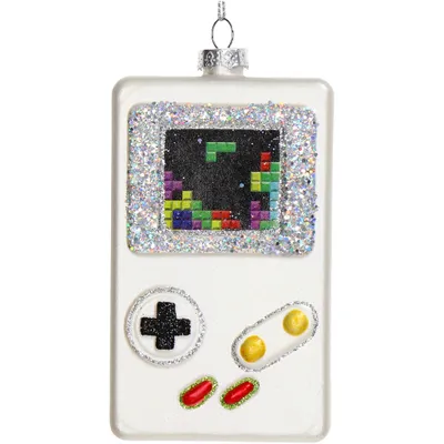 Obrázek produktu pro Skleněná vánoční ozdoba, figurka Gameboy, 10,8 cm, stříbrná
