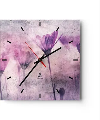 Produktbild von Wanduhr - Quadrat - Glasuhr - Blumen Rosa Vintage - 40x40cm - Schleichendes Uhrwerk - Lautlos - zum Aufhängen bereit - Dekoration Modern - Wanddekoration aus Glas - C3AC40x40-4432