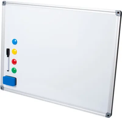 Produktbild von 1x Whiteboard Magnettafel Memoboard 60 x 45cm inkl. 4 Magnete weiß mit Alurahmen
