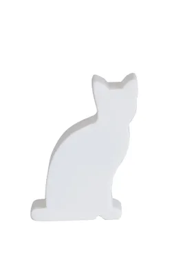 A white silhouette of a cat sitting on a white background.