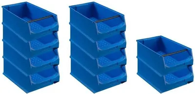 Produktbild von SparSet 10x Blaue Sichtlagerbox 5.1 mit Griffstange | HxBxT 20x30x50cm | 21,8 Liter | Sichtlagerbehälter, Sichtlagerkasten, Sichtlagerkastensortiment, Sortierbehälter