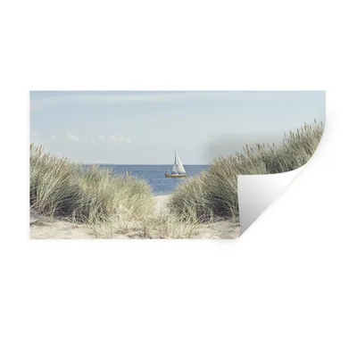 Produktbild von MuchoWow® Wandtattoo Wandsticker Wandaufkleber Nordsee - Dünen - Boot 40x20 cm Selbstklebend und Repositionierbar - Aufkleber