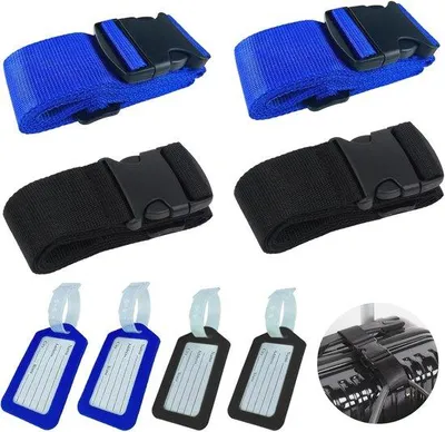 Productafbeelding van Kofferriemen en Bagagelabels Set - 4 Stuks