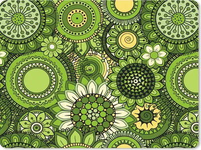 Produktbild von MuchoWow® Mauspad Mousepad Blumen - Grün - Muster 23x19 cm - Mousepads - Maus Mat - Pad - Mausunterlage - Schreibtischunterlage - Mauspad