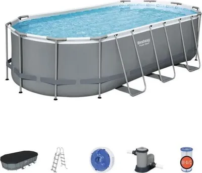 Image de Piscine Hors Sol Tubulaire Bestway Steel Pro Max, 549 x 274 x 122 cm, Ovale, Avec Filtre à Cartouche, Bâche et Échelle