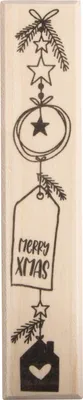 Produktbild von Rayher Stempel Merry Xmas mit weihnachtlichem Schriftzug, Sternen und Zweigen 2,0 x 10,0 cm