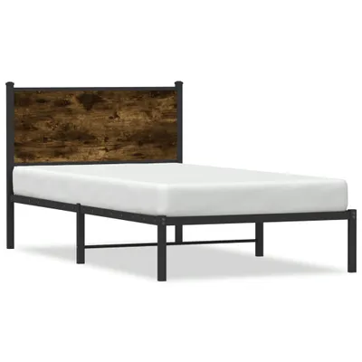 Obrázek produktu pro vidaXL Kovová postel bez matrace, kouřový dub 100x190 cm