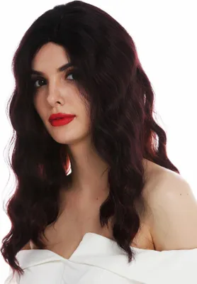 Produktbild von WIG ME UP Perücke lang Scheitel edel wellig gewellt Schwarz Rot gesträhnt Hollywood Diva VK-58-OMFIRERED
